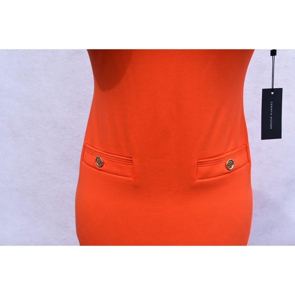 Tommy Hilfiger Short Sleeve Orange Pencil Dress Size 2 - Picture 3 of 9